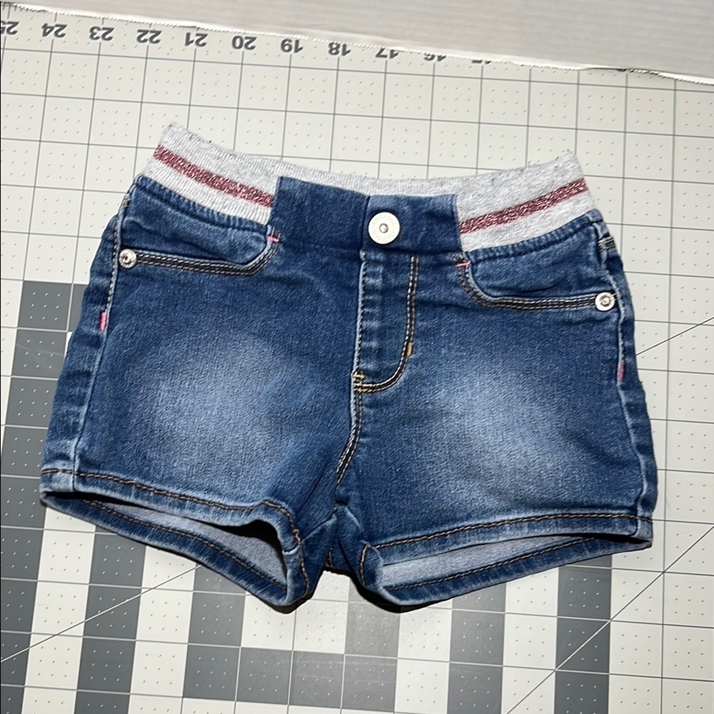 Jordache Blue and Gray Denim Shorts with Elastic Waistband